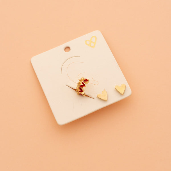 Set De Aretes 1 Par De Topos Y 2 Earcuff