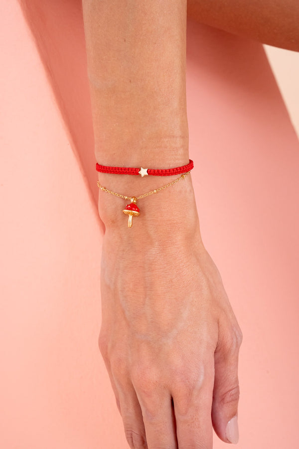 Pulsera Con Dije de Hongo + Aretes