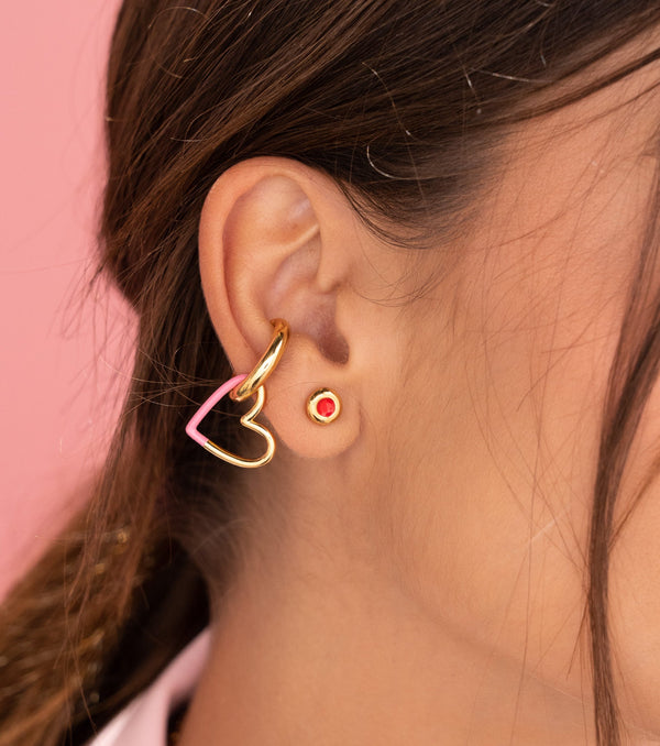 Earcuff Dije Corazón rosa