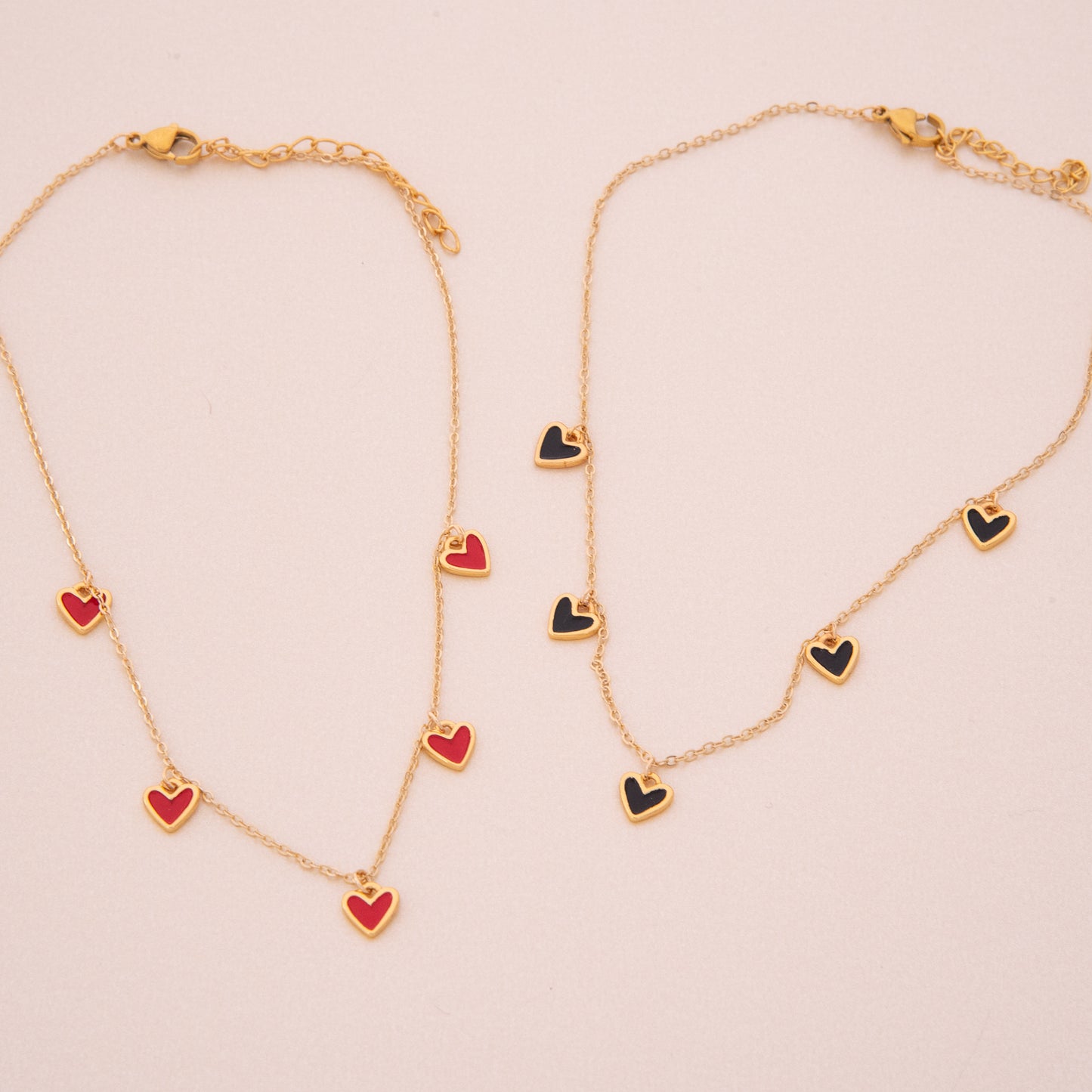 Cadena Multi Corazones Negro