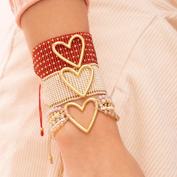 Pulsera Tejida Corazón Bold Nude