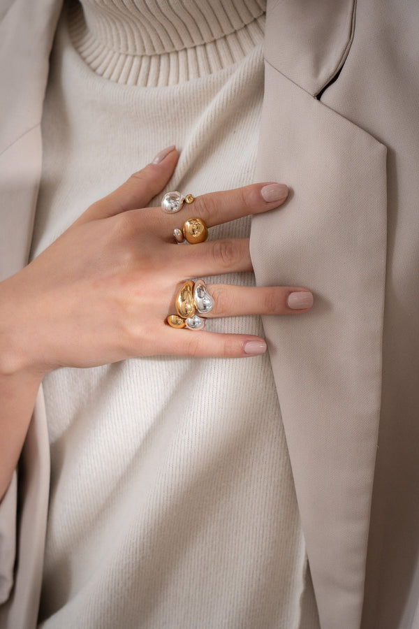 Set X2 Anillos Maxi Gota Talla 6