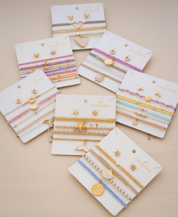 Set Pulseras X5 Corazones + Aretes