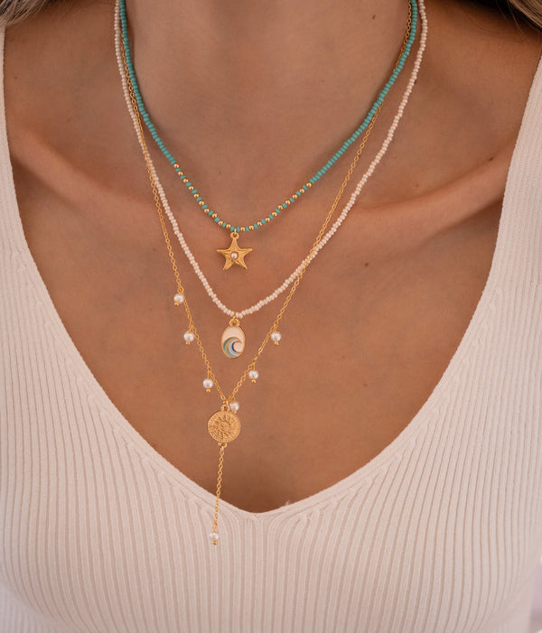 Set Collar Dijes Marinos + Aretes