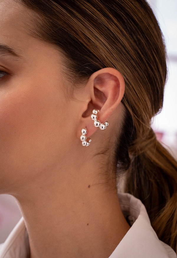 Set De 1 Par de Candongas Y 1 Earcuff silver