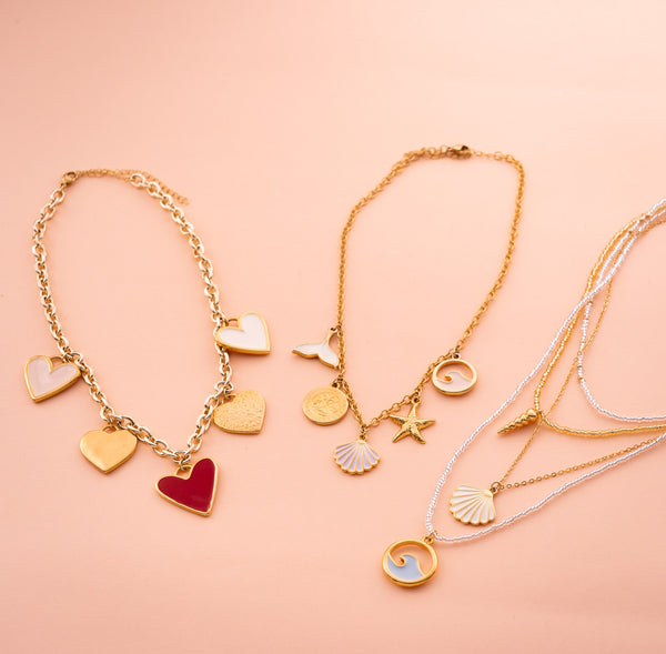 Collar Dijes Marinos + Aretes