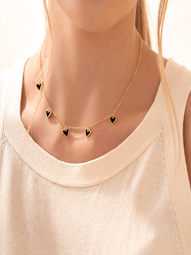 Cadena Multi Corazones Negro