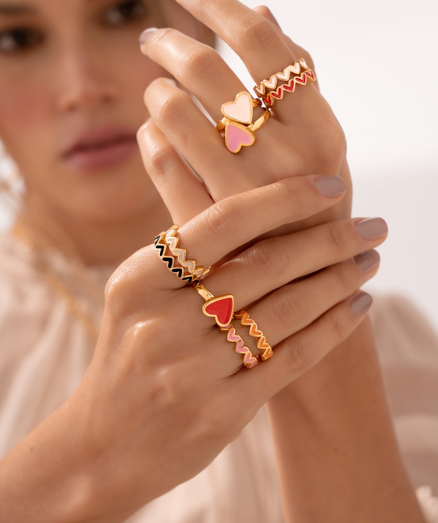 Set Anillos x2 Multicorazones Basic