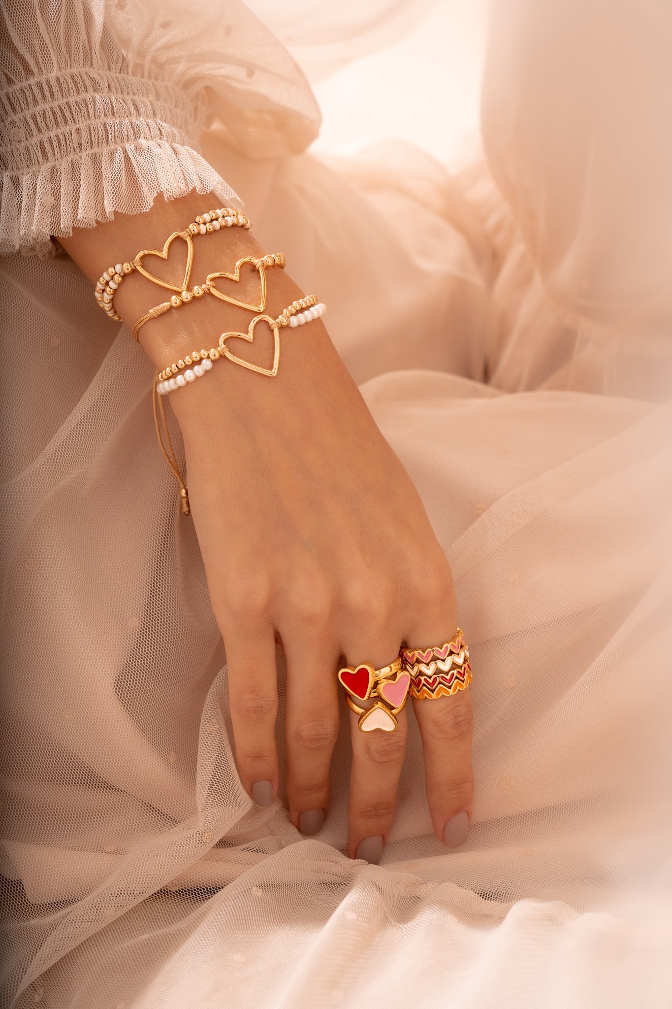 Set Pulseras x3 Heart gold