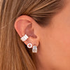 Set De 1 Par de Candongas  + 1 Par de Topos + 1 Earcuff silver
