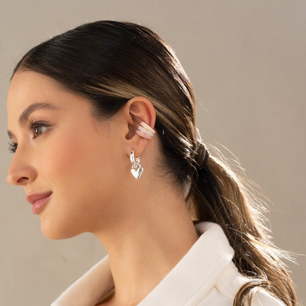 Candongas 3 en 1 Sol y Corazón silver