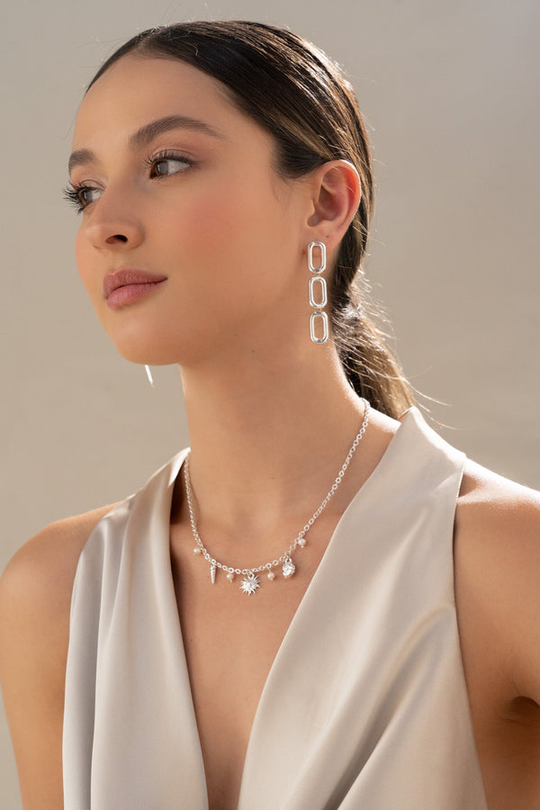 Collar Multicharms dijes marinos + Aretes